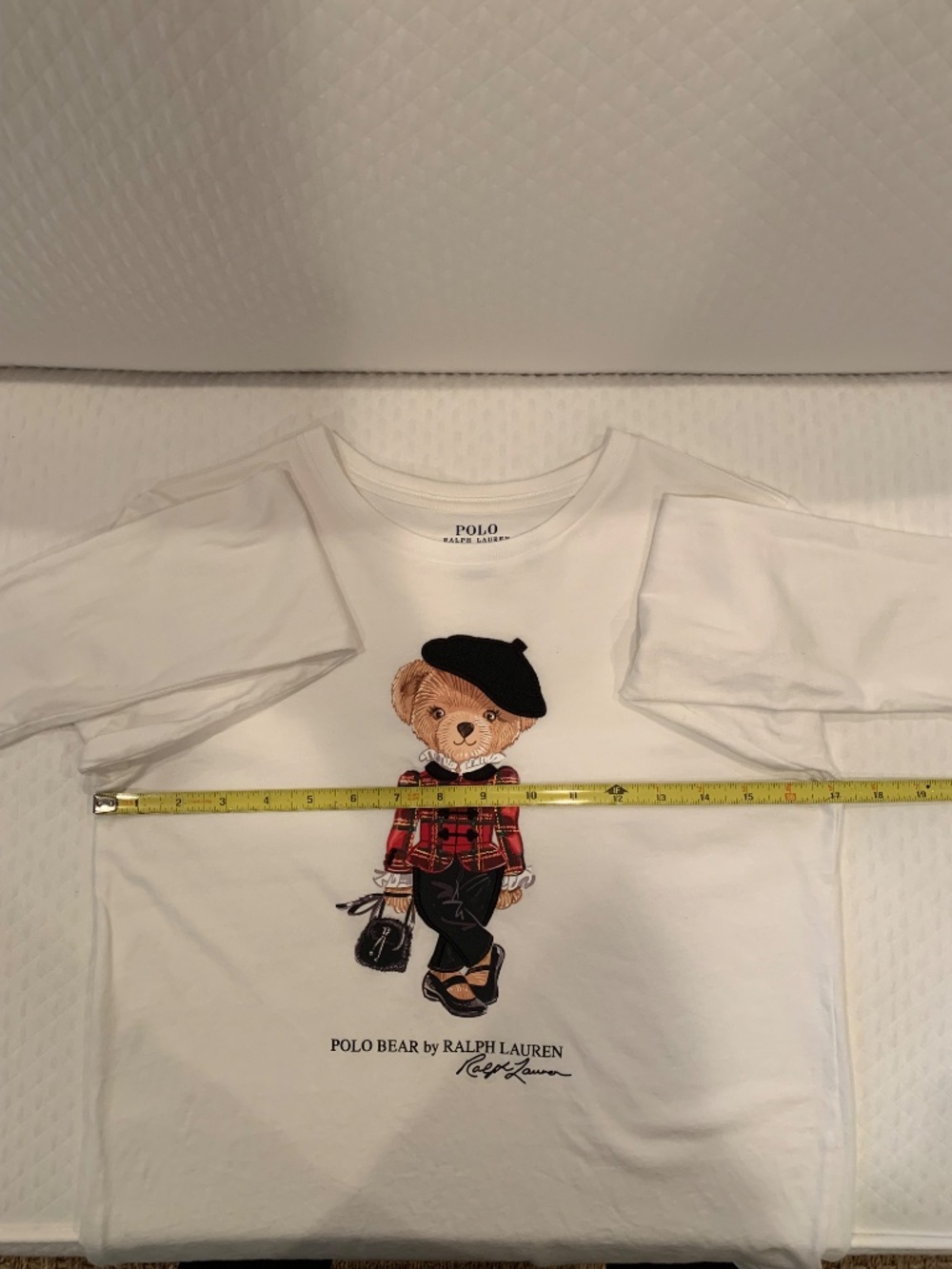 Polo Ralph Lauren Girl's Off White Long Sleeve Polo Bear T-shirt Size XL/16 - Picture 9 of 11